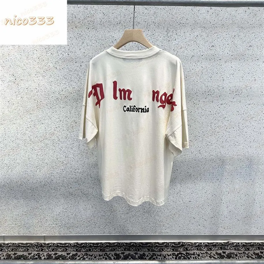 23ss Nova Califórnia cidade limitada letras de espuma algodão em torno do pescoço versátil homens mulheres rua manga curta batshirt t shirt260R