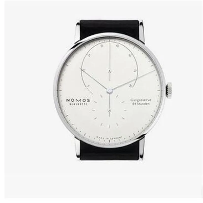 nomos Nouveau modèle Marque glashutte Gangreserve 84 stunden montre-bracelet automatique montre de mode pour hommes cadran blanc haut en cuir noir 278z