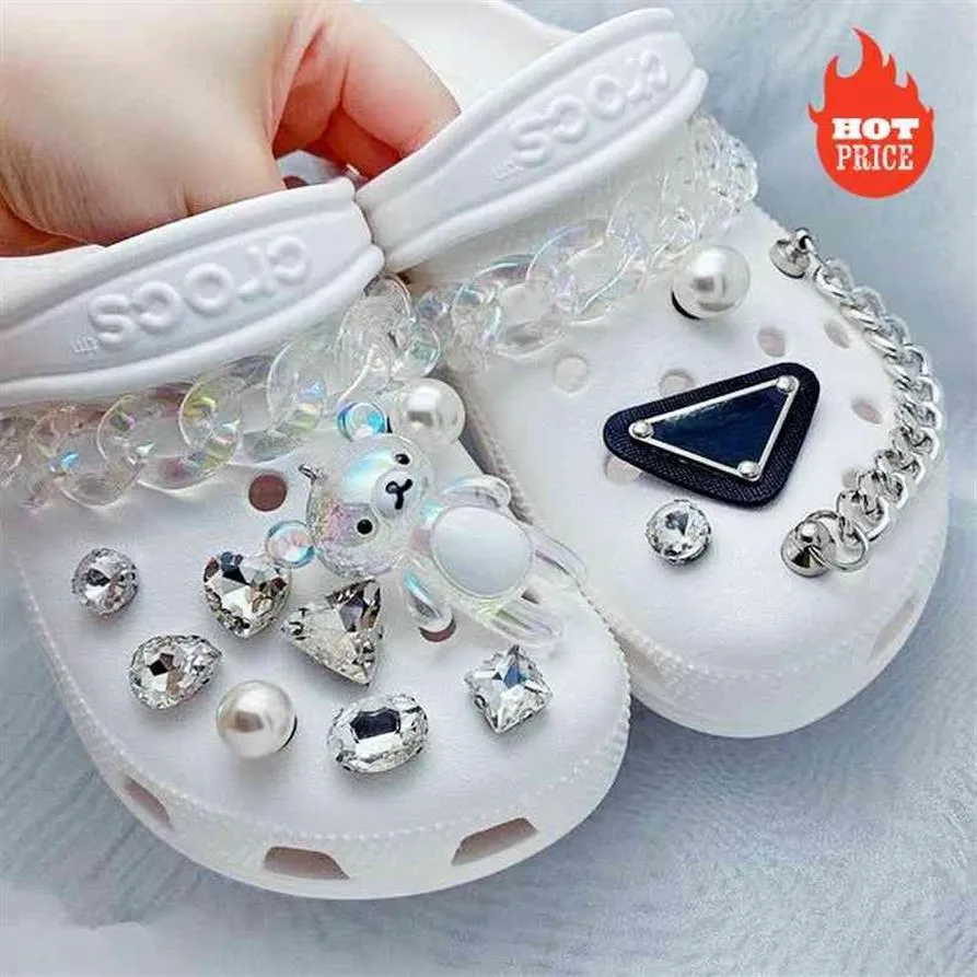 Trendy Retro Strass Croc Designer DIY Kwaliteit Vrouwen Schoenen Bedels voor Jibz Animal Chain Klompen Gesp Kids Meisjes Gifts241u