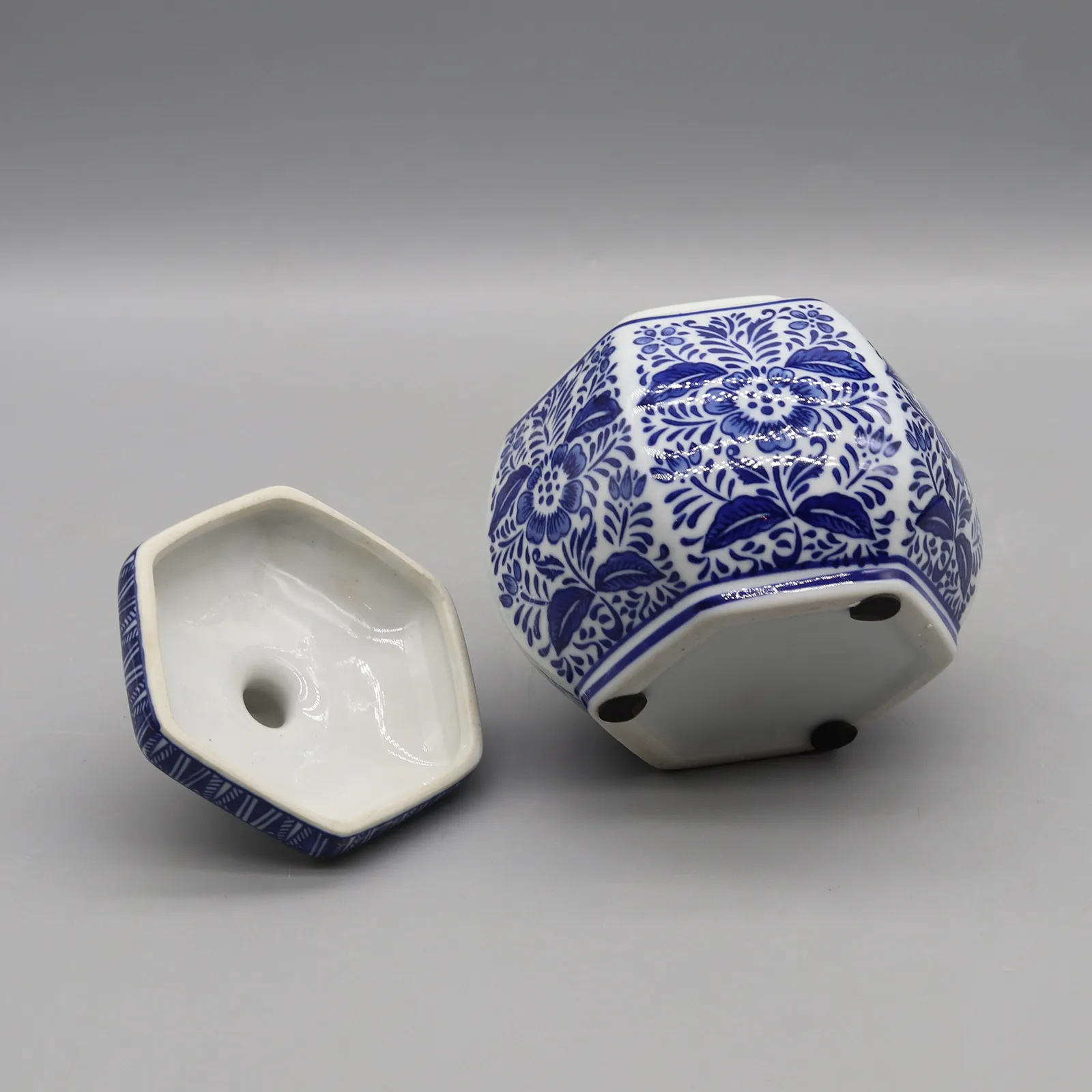 Jarro de cerâmica, vaso, recipiente hexagonal, decoração de casa