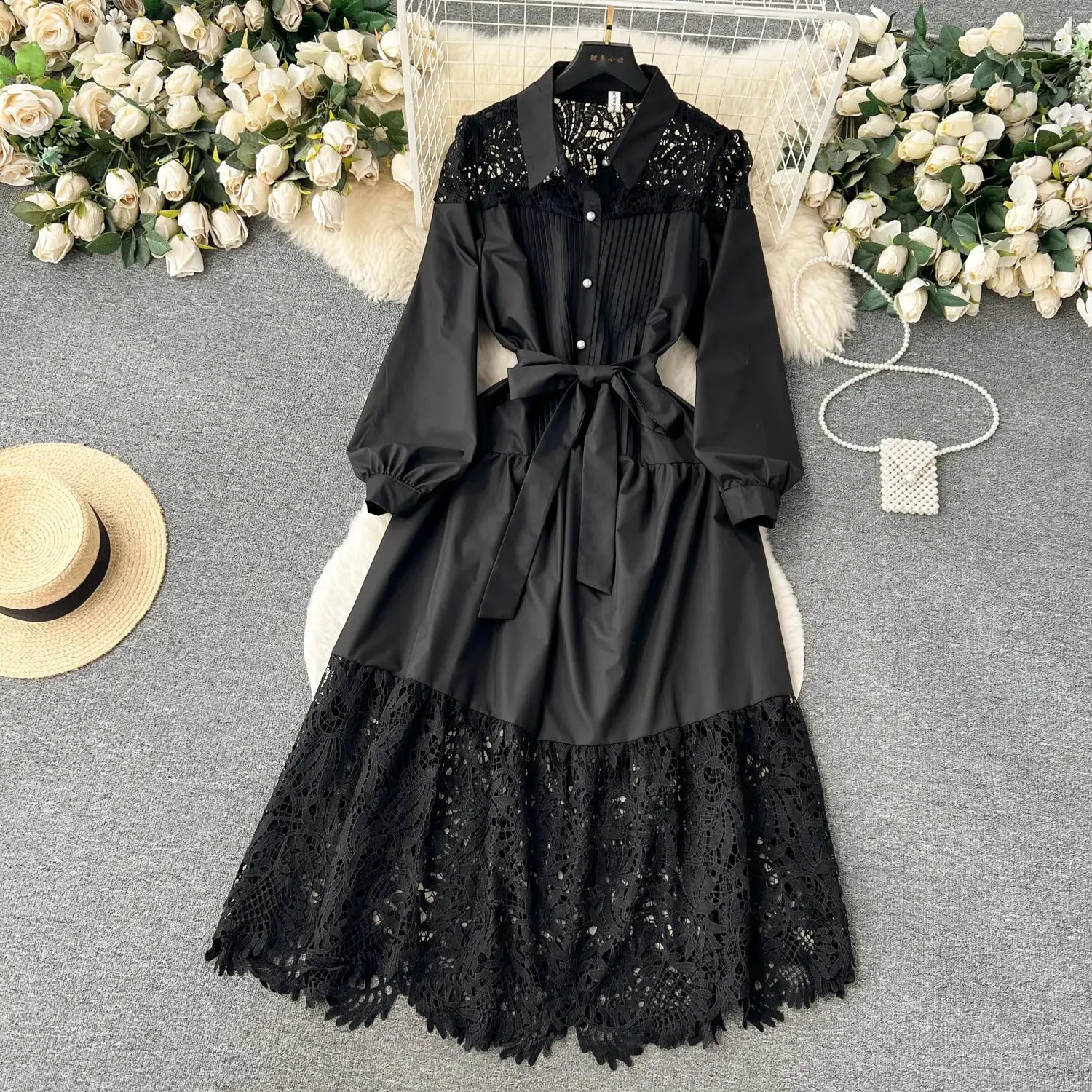 romini dress in midnight mini sequin with black lace Midnight Glimmer Sequin Mini Dress