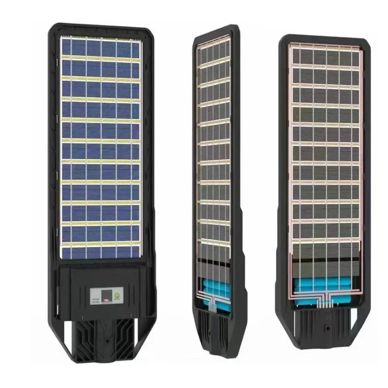 Luz de rua solar 100W 200W 300W 400W integrado Sensor de movimento de painel solar monocristalino de dupla face IP69K à prova d'água ultrafino LL