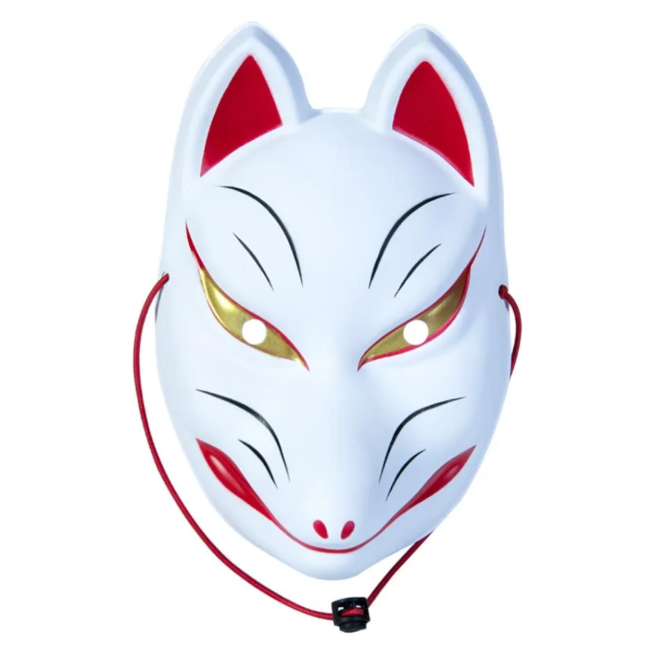 Kabuki maskarady maski japońskie spektakl karnawał Kitvene Full Face Fox Masks Halloween Anime Twarze Zakłada Akcesoria kostiumowe