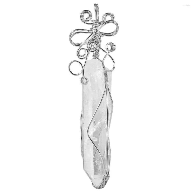 Pendant Necklaces Natural Raw Rock Quartz Wire Wrapped Healing Crystal Stone Point Wand For Jewelry Making DIY Necklace Accessories