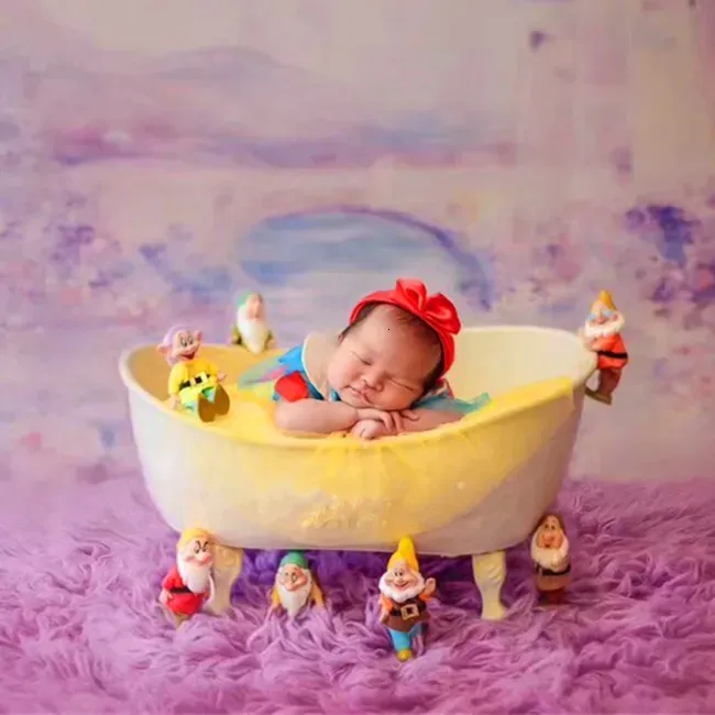 Newborn Photography Props Baby Bathtub Infant Photo Shoot Accessories Sofa Posing Shower Iron Bathtub For Shooting