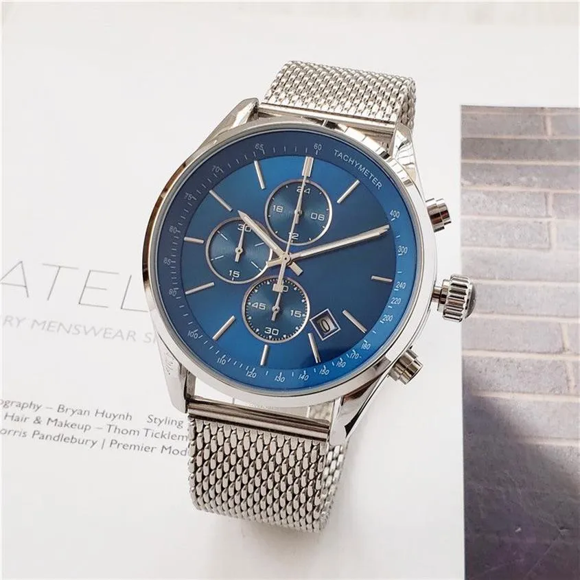 Montre de marque pour hommes style multifonction en acier inoxydable calendrier montres à quartz petits cadrans peuvent fonctionner BS01261E
