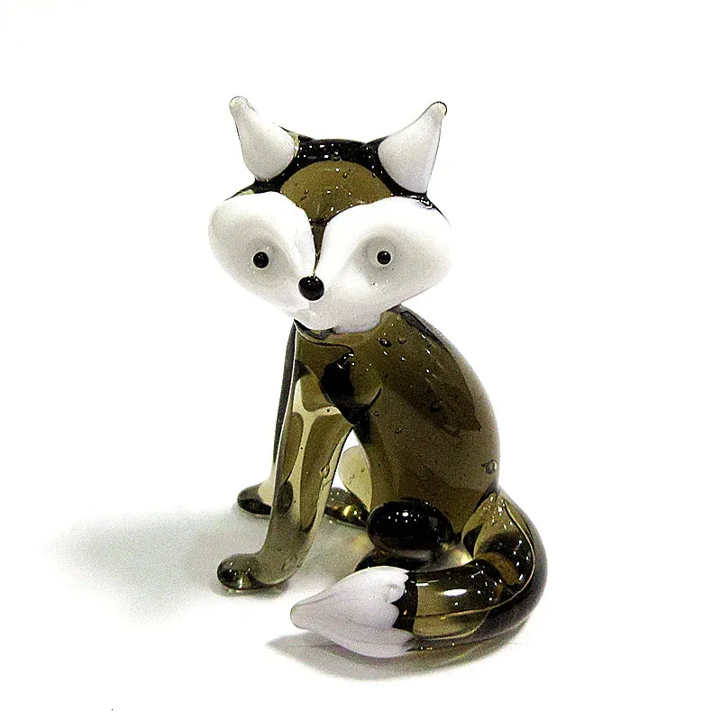 Decorative Objects Figurines Handicrafts miniature Grey murano glass figurine cute animal small statue Ornament gift for kid Home Decor charm Accessories 230927