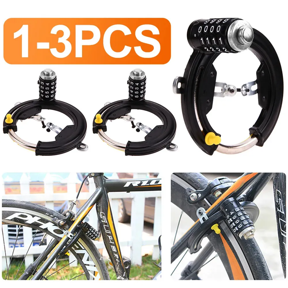 Bike Locks Bicycle Steel Horseshoe Lock Security Password 4 Digit Lock Anti-Theft Combination Number Code Safety Bike Bicycle Accessories 231005