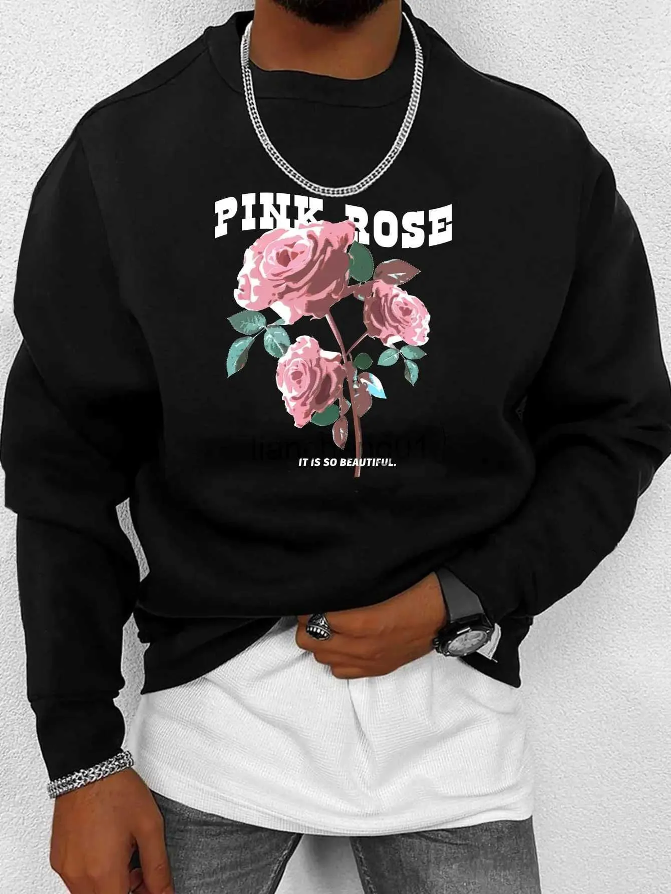 Sudaderas Con Capucha Para Hombre Sudaderas Rosa Rosa Flor Patrón Hermoso  Sudadera Con Capucha Para Hombre O Cuello Jerseys Cómodos Otoño Sudaderas  Con Capucha Ropa Holgada Informal X1005 De 24,4 €