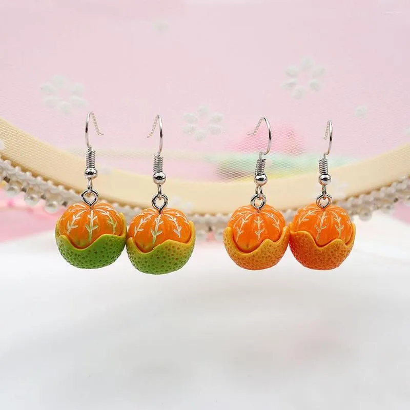 Brincos pendurados resina potosala bonito forma laranja gota personalidade na moda simulado fruta feminino engraçado brinco incomum jóias