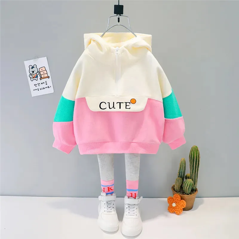 Set di abbigliamento Vestiti per ragazze Primavera Autunno Set di abbigliamento per bambini per bambini T-shirt casual con cappuccio Pantaloni Tuta per bambini Tute per bambini 231005