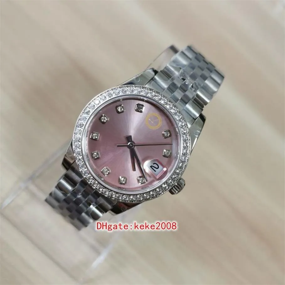 Süper Kadın Kol saatleri 278384RBR 278384 31mm Pırlanta Sınır Paslanmaz Çelik Pembe Dial Sapphire Jubilee Bilezik Otomatik2595