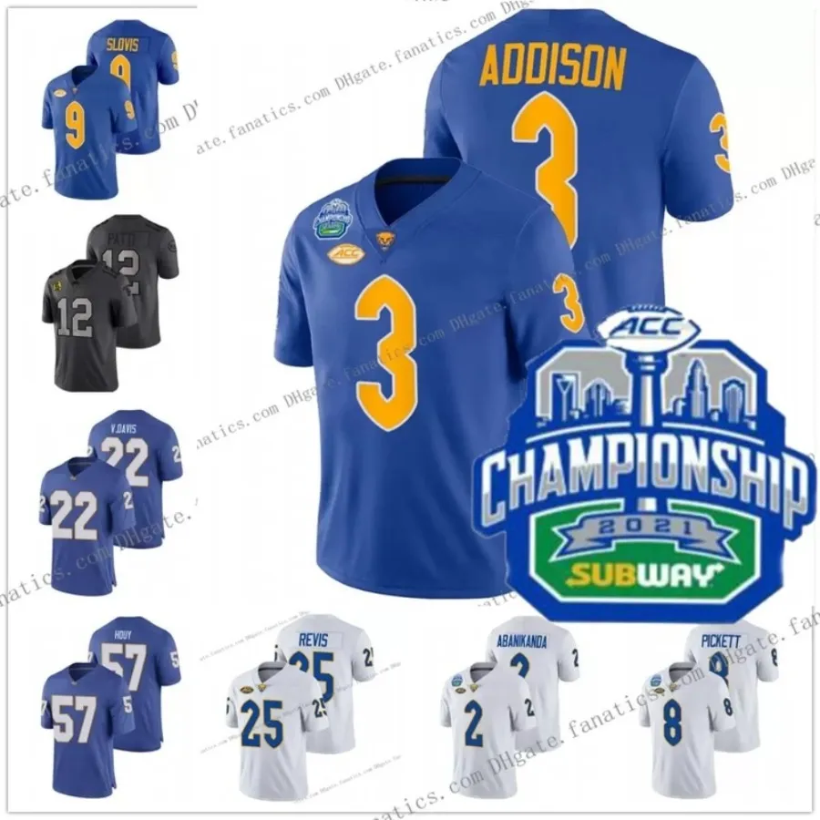 2023 Pitt Panthers Champions College Maglie ACC Calcio Addison Jared Wayne Kenny Pickett Taysir Mack Hill Tony Dorsett Rashad Weaver Curtis Martin Dennis