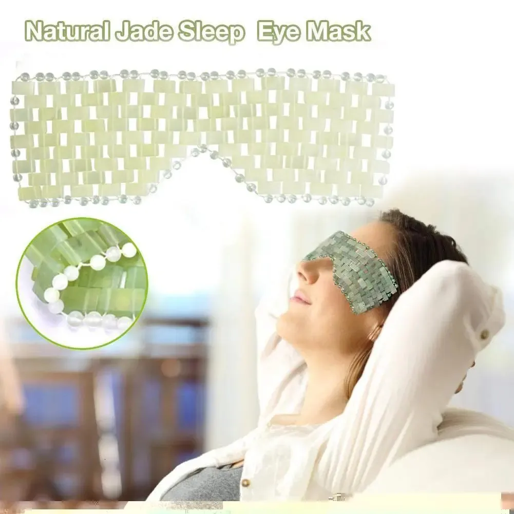 Máscaras de sono rosa quartzo máscara de olho massageador natural jade máscara de olho para olho relaxar sono massageador máscara ferramenta máscara cuidados pedra rosto sono 231005