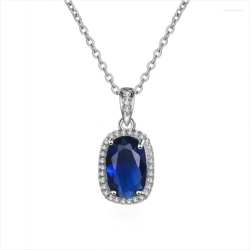 Chains Special Sale Fashion Round Imitation Pearl Crystal Copper Plated Zircon Necklace With Colorful Sapphire For Women