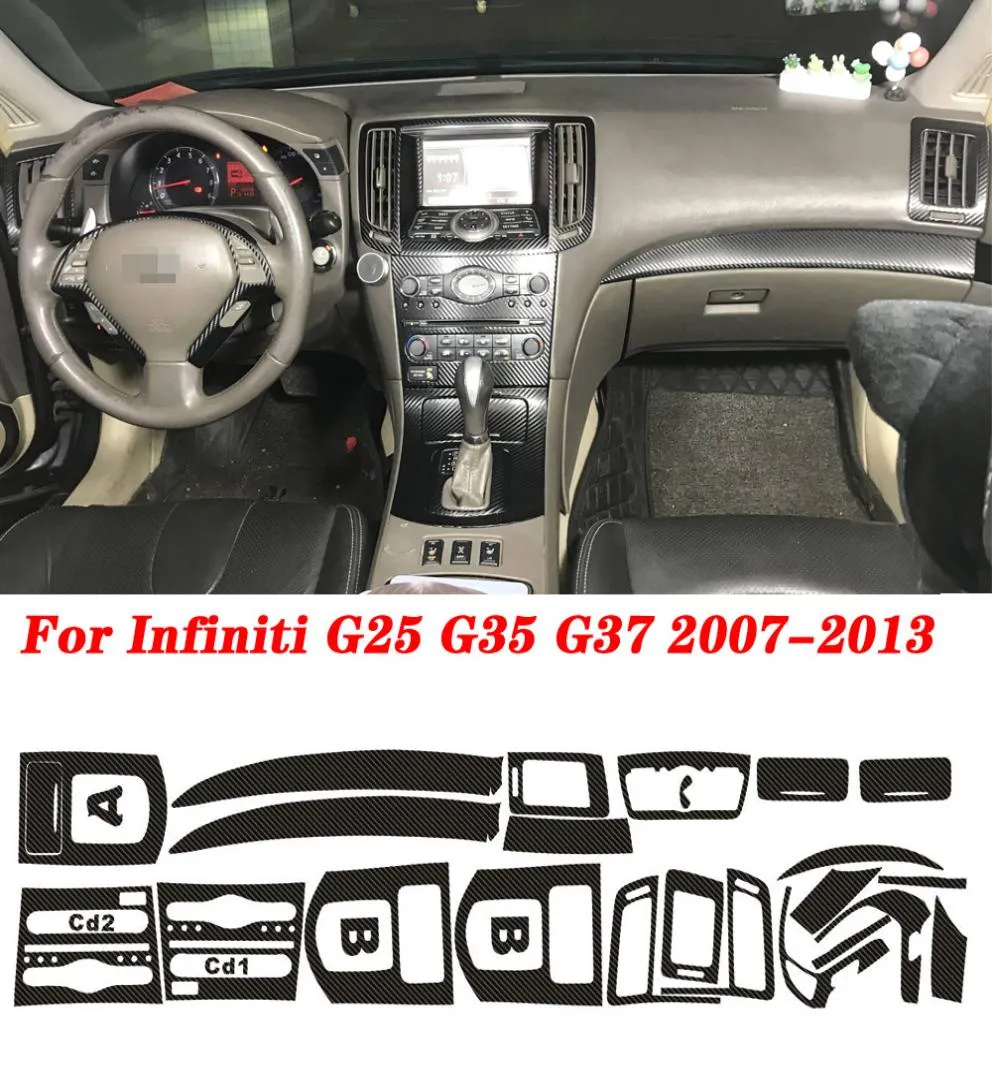 Para Infiniti G25 G35 G37 2 portas coupe CarStyling Novo 5D fibra de carbono interior do carro console central mudança de cor moldagem adesivo dec5929205