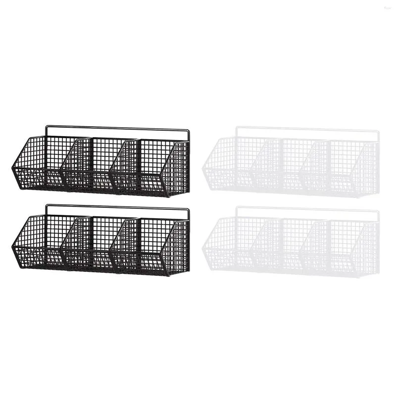 Kitchen Storage 2x Heavy Duty 3 Grids Wall Mounted Shelves Cabinet Basket For Bathroom Fruits Vegetables Snacks Craft Room
