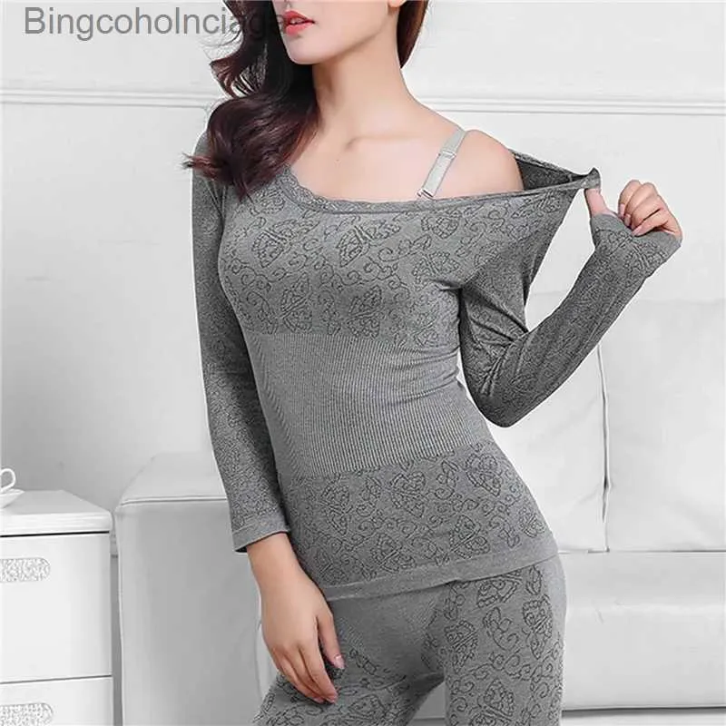 2022 Womens Lace V Neck Thermal Underwear Set Sexy Seamless