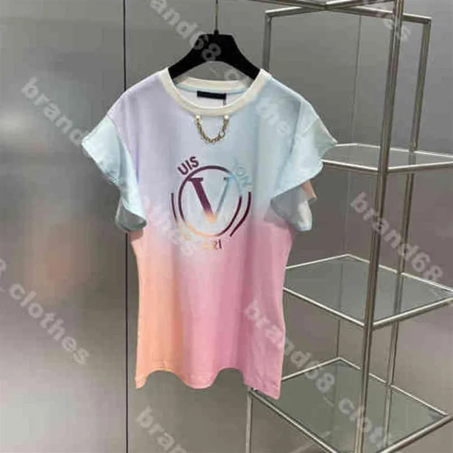 abiti da camicia con maniche a loto firmati da donna t-shirt estiva in cotone abito a 3 pezzi camicie con stampa logo gradiente louisclothing marca donna304y