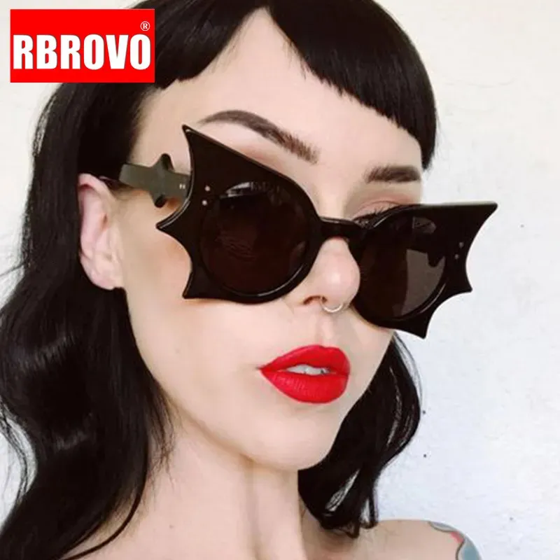 Montature da sole RBROVO 2023 Farfalla Vintage Donna Bat Punk Occhiali Donna Uomo Occhiali divertenti Lunette De Soleil Femme UV400 231005