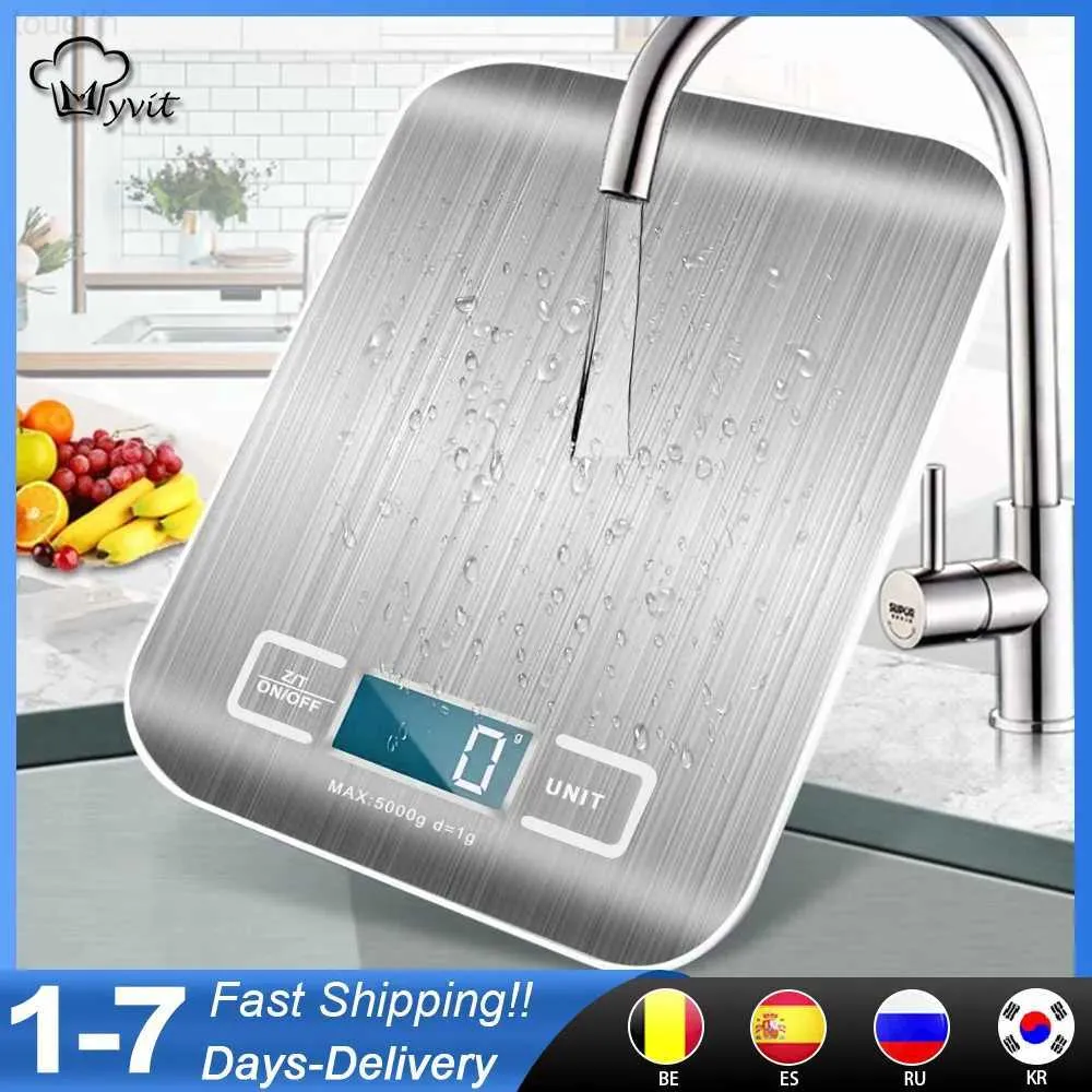 Smart Scales Kitchen Scale Digital Multi-function Stainless Steel Weighing Scale with LCD Display 5KG Electronic Scales Measuring L23105