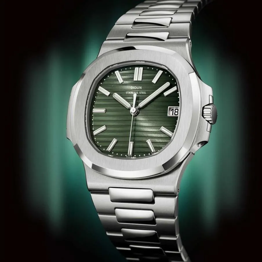 DIDUN Luxury Brand Quartz Watches Men Stainless Steel Military Band Watch Causal Fashion Wristwatch Mens male Clock men 210728302t