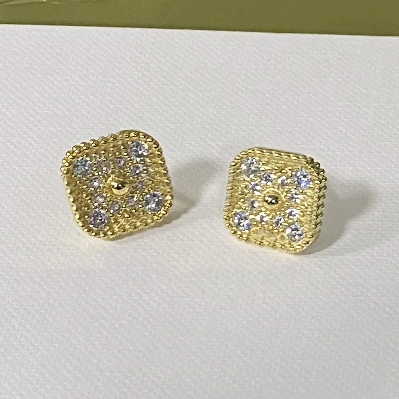 Clous d'oreilles pour femmes, clous d'oreilles à la mode avec diamant/sans diamant, styles colorés avec boîte