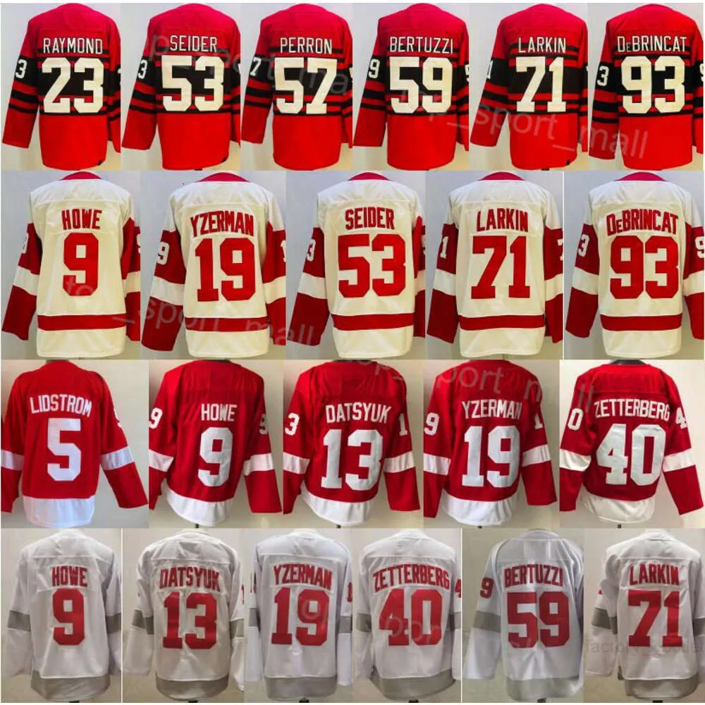 Hombres Hockey 53 Moritz Seider Jerseys 59 Tyler Bertuzzi 71 Dylan Larkin 23 Lucas Raymond 57 David Perron 93 Alex DeBrincat 19 Steve Yzerman 13 Pavel Datsyuk 9 Gordie Howe