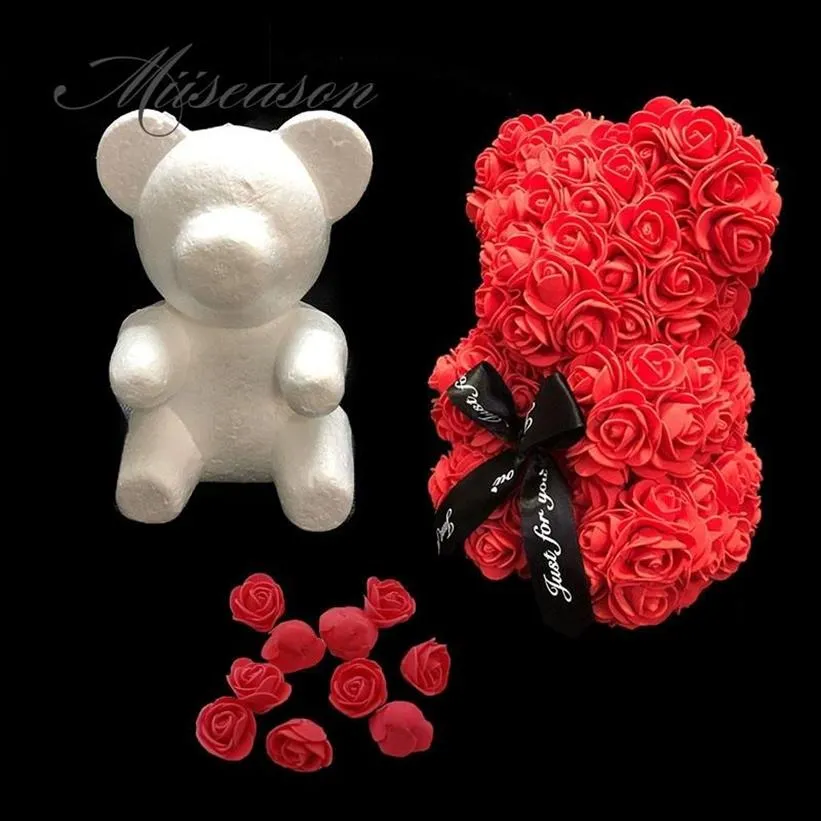 Couronnes de fleurs décoratives, 1 pièce, modélisation en polystyrène polystyrène, mousse blanche, moule ours Teddy pour cadeaux de saint-valentin, naissance 2319