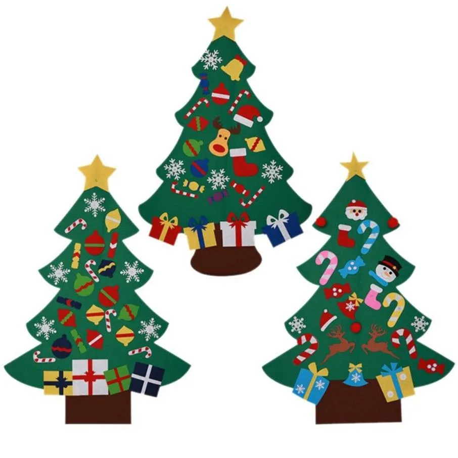 Christmas Decorations 2021 Year Door Wall Hanging Xmas Decoration Kids DIY Felt Tree With Ornaments Children Gifts290Y