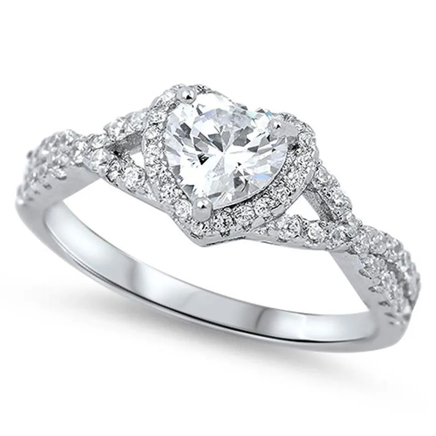 Merk Desgin Cross Wedding Heart Ring voor Vrouwen Fonkelende Sieraden Real 100% 925 Sterling Zilver Pave Pear Cut Topaz CZ Di259v