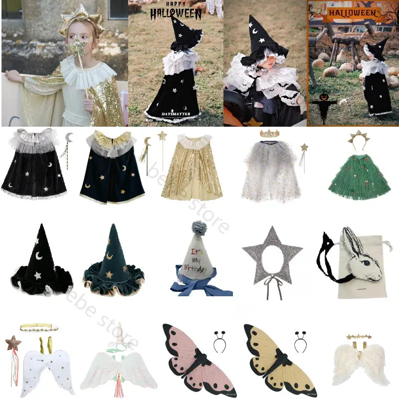 Caps Hats Kids Girls Party Wear Angel Wing Accessories Halloween Christmas Cloak Beautiful Birthday 230928