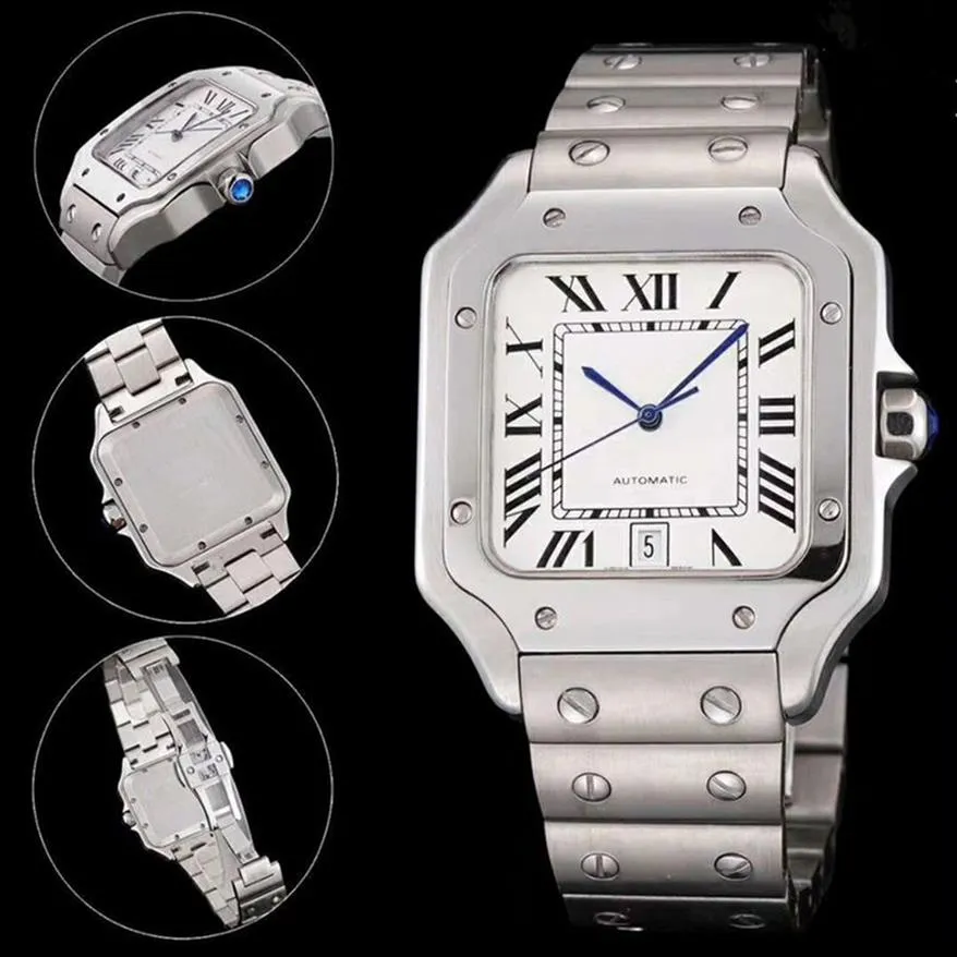 Top Quality Men Fashion Watch Classic Square Design Stainless Steel Mens Watches Automatic Movement Glide Sweep Move Wristwatches 310n