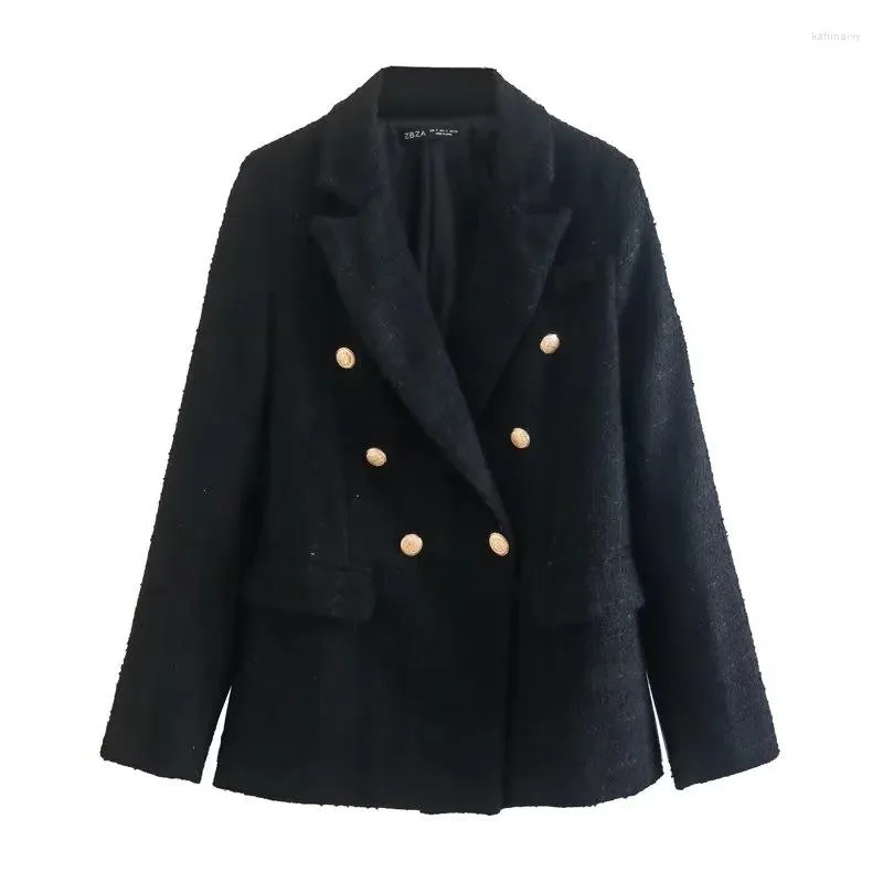 Damenanzüge Frühling Herbst Frauenjacke verzierte Knopf-Tweed-Wollmäntel weibliche lässige dicke grüne Blazer blaue Damenoberbekleidung