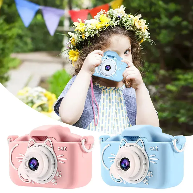 Kamery zabawkowe aparat dziecięcy 2 -calowy podwójny aparat 1080p ekran HD Kamera cyfrowa Kamera cyfrowa na świeżym powietrzu wideo mini edukacyjne zabawki 230928