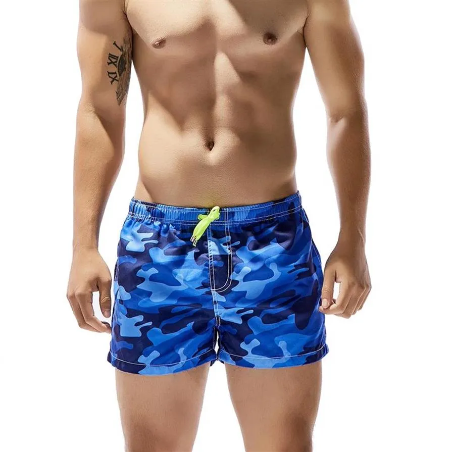 Mens Slim Fit Swimwear Sunbath Camo Swim Trunks With Elastic Waist And ...