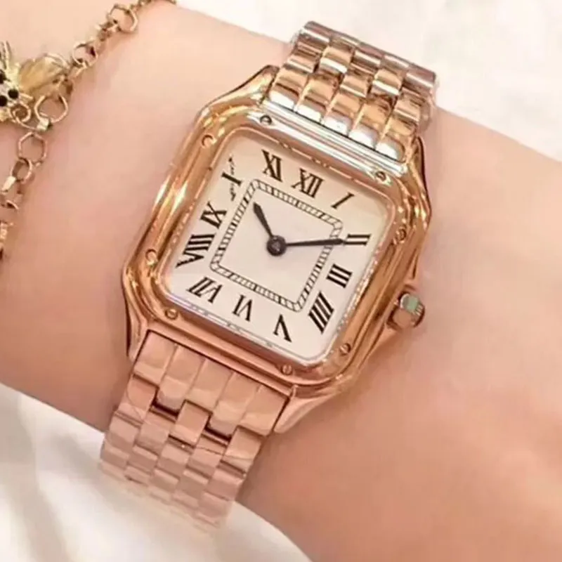 Watch Watch Wath Watch Watch Square Watches مصمم Diamond Watchs Premium Quartz حركة صغيرة الحجم سوار الفولاذ المقاوم للصدأ السوار الياقوت