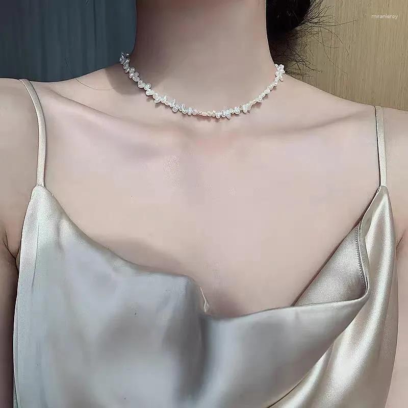 Choker minimalistisk halsband sötvatten oregelbunden pärla barock form trendig intaget hovsstil kvinnor nackkedja smycken smycken