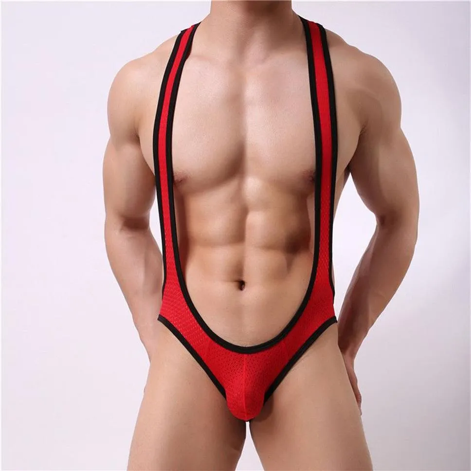 Mężczyźni Bodysuit MANKINI SWOMUSUS Undershirt Mężczyznę bieliznę Mesh Sexy Wrestling Suit Singlet Gay Joackstrap Thong Przezroczysty kamizel183s