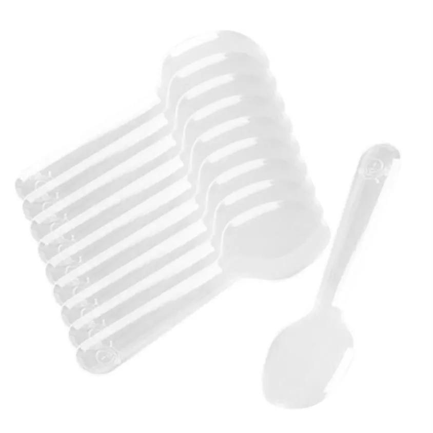 200 stuks Mini Doorzichtige Plastic Lepels Wegwerp Bestek Lepels voor Jelly Ijs Dessert Appetizer241E