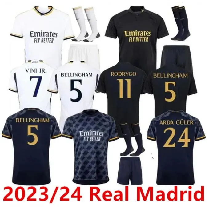 Bellingham 23 24 Real Madrids Soccer Jerseys Fans Version 2023 2024 Kit Modric Camiseta Vini Jr Camavinga Tchouameni Madrides Football Shirt Sets Kids