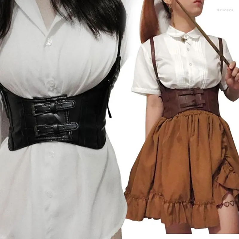 Belts 1PCS Sexy Leather Women Waist Belt Elastic Wide Band Waspie Corset Cinch Underbust