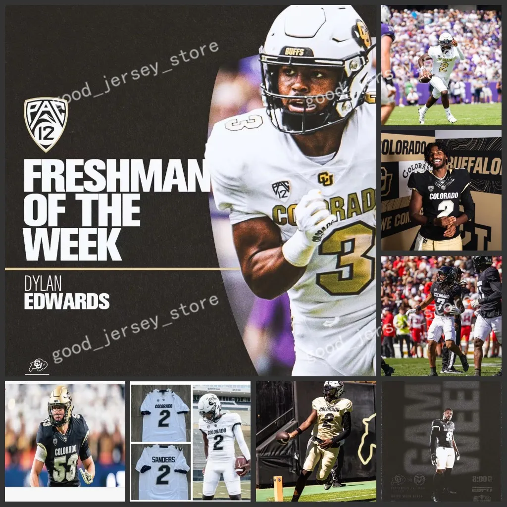 2023 Custom NCAA Colorado Buffaloes voetbalshirt Sav'ell Smalls Cormani McClain Travis Hunter Dylan Edwards Travis Jay Gant Demouy Kennedy Shedeur Sanders