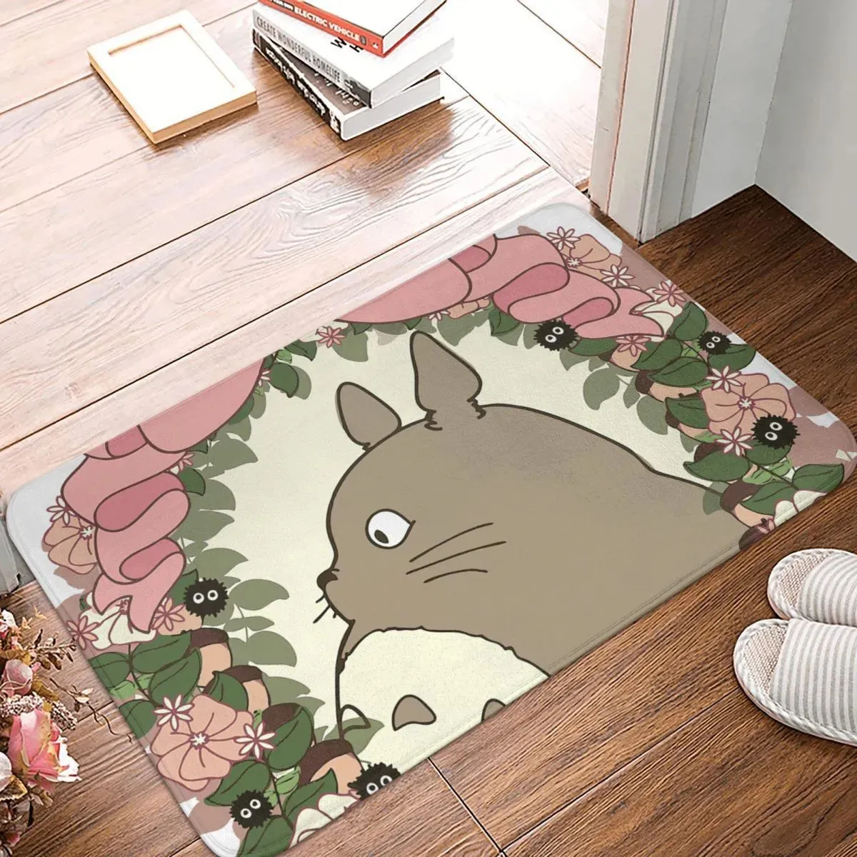 Tappeti Totoro Anime Zerbino antiscivolo Fiore Foglia Tappetino da bagno Tappetino di benvenuto Tappeto per la casa Decor 230928