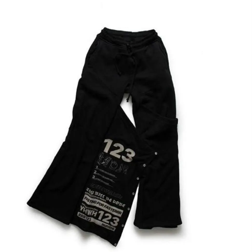 Qualidade 1 calças largas calças masculinas mulheres tecido pesado fashion254r