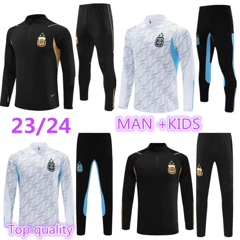 3 gwiazdki 23 24 Argentyna Dorosły dressit Zestawy dla dzieci 2023 2024 Surowanie piłki nożnej di Maria Kun Aguero Dybala Training Suit Man Child Soccer Set