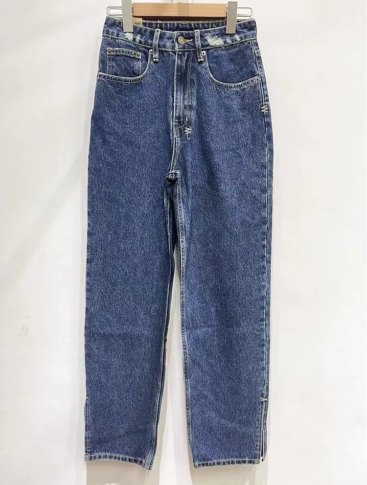 Ksubi Women Geans Designer High Weist Barrel Straight Barrel خارج Slit Design Dark Blue Denim Pants Woman 179