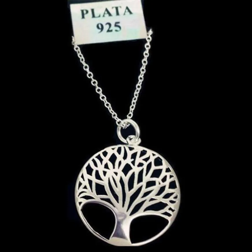 Fashion silver Tree Of Life Pendant Necklace silver totem religion 18inch collares populares 925 wedding Valentines Day jewelry275j