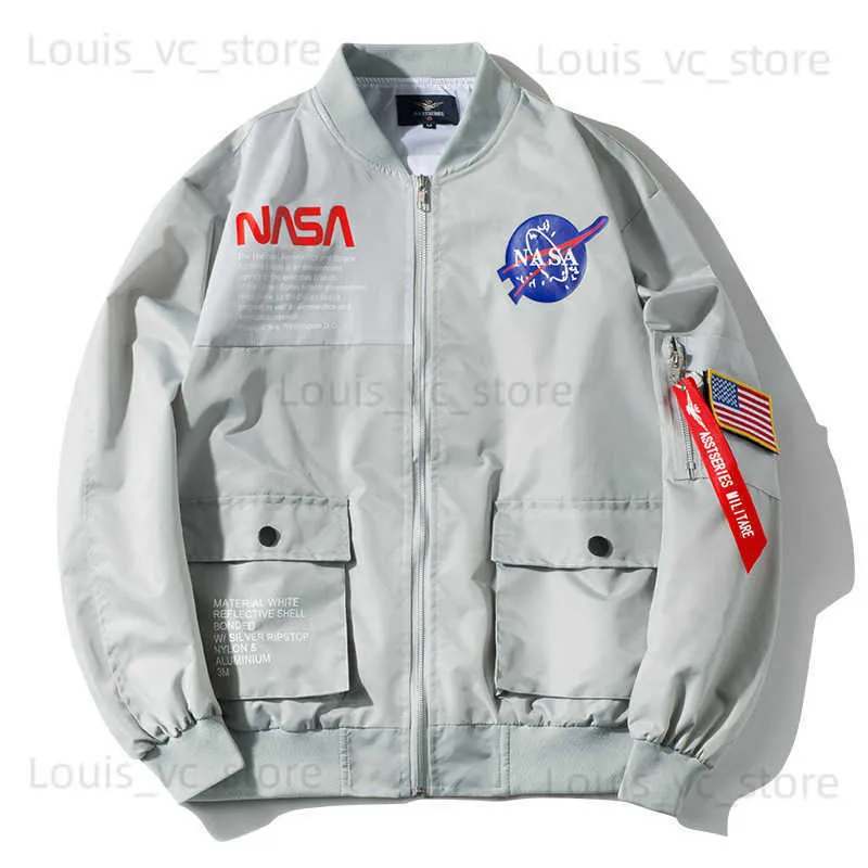 Jaquetas masculinas NASA uniforme de beisebol jaqueta de outono moda jaqueta voadora casaco tamanho grande menino gordo solto juventude T231005 T231005