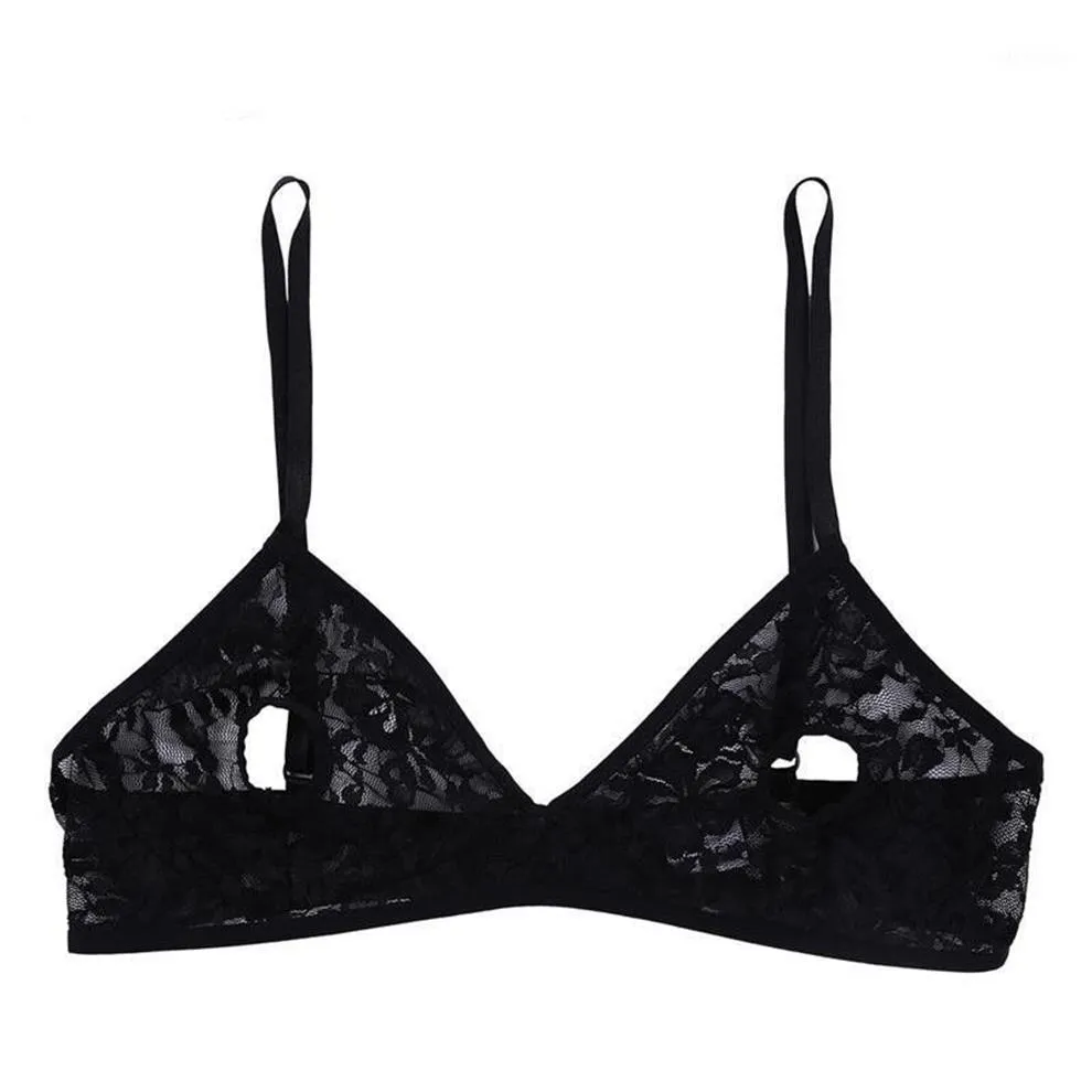 Soutien-gorge Ensembles Femmes Ouvert Mamelon Soutien-Gorge Lingerie Douce Dentelle Florale Sexy Sheer Creux Bralette Fil- Haut Sans Doublure Nightwear2574